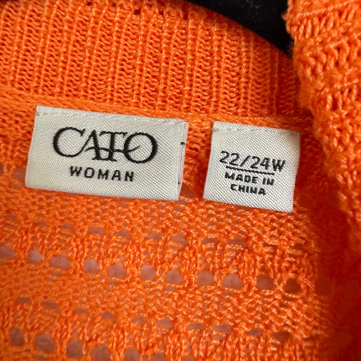 Cato Orange Short Sleeve Open Cardigan Women's 22/24W