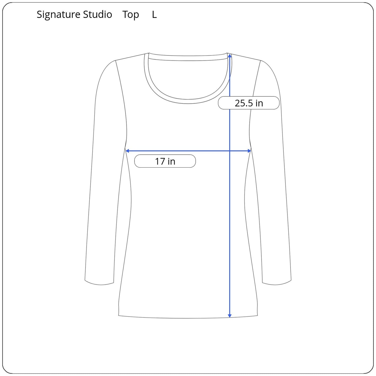Signature Studio Long Sleeve Top Women's Size Large