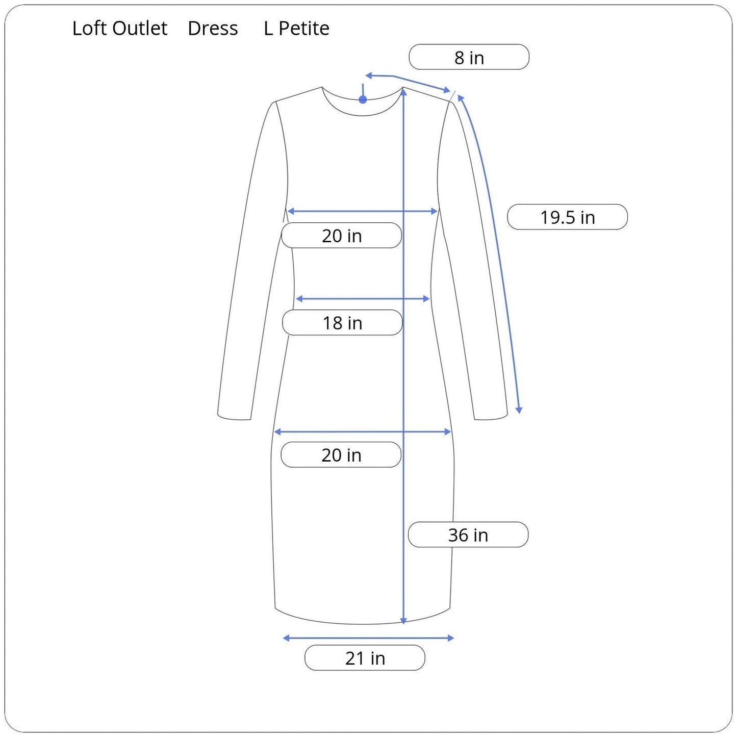 Loft Outlet 3/4 Sleeve Knee Length Dress Women Size Large Petite