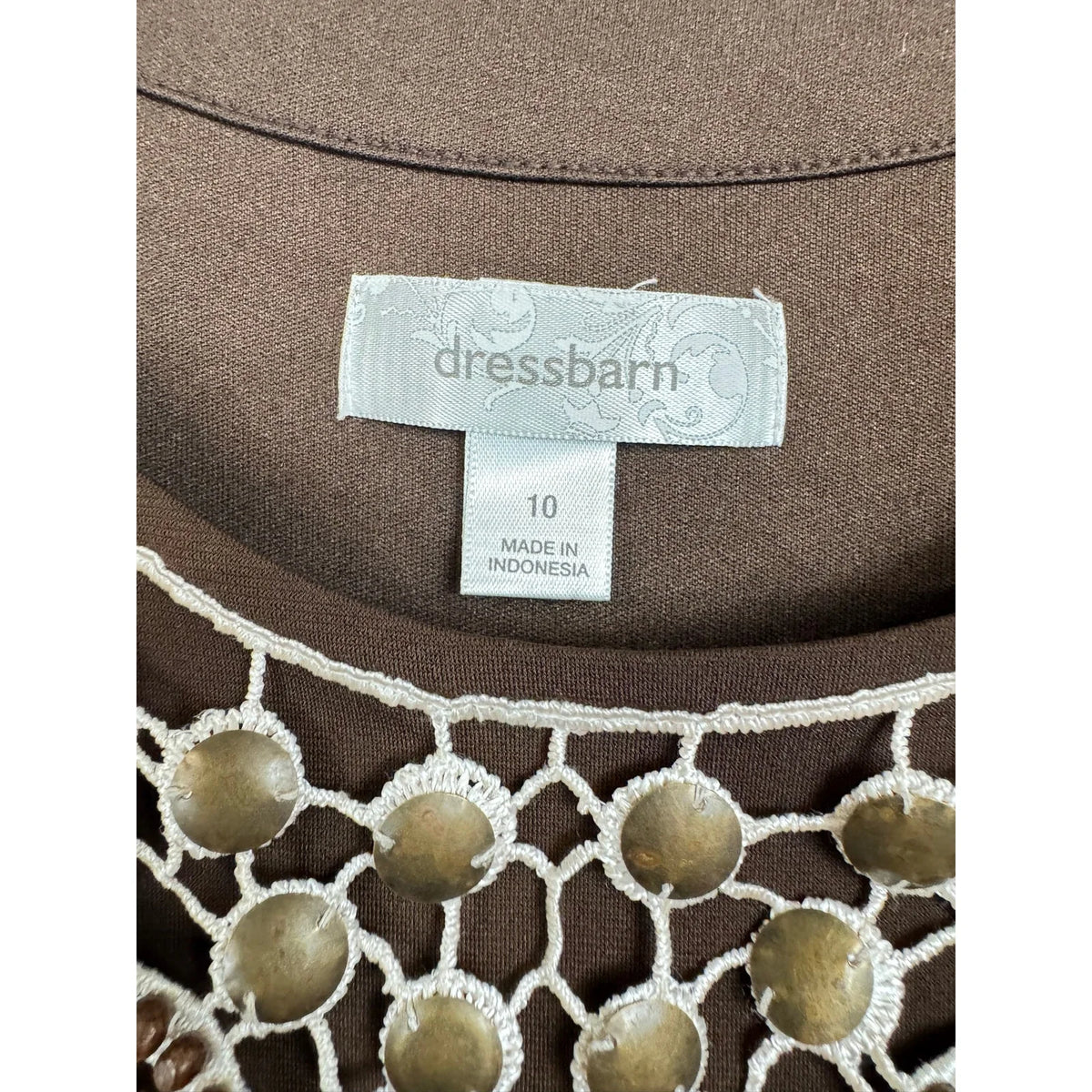 Dressbarn Brown Sleeveless Knee-length Dress Women's 10 - Image 3