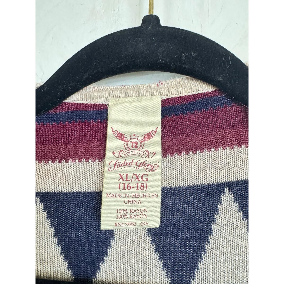 Faded Glory Blue, Red & Beige Long Sleeve Cardigan Women's XL - Image 3