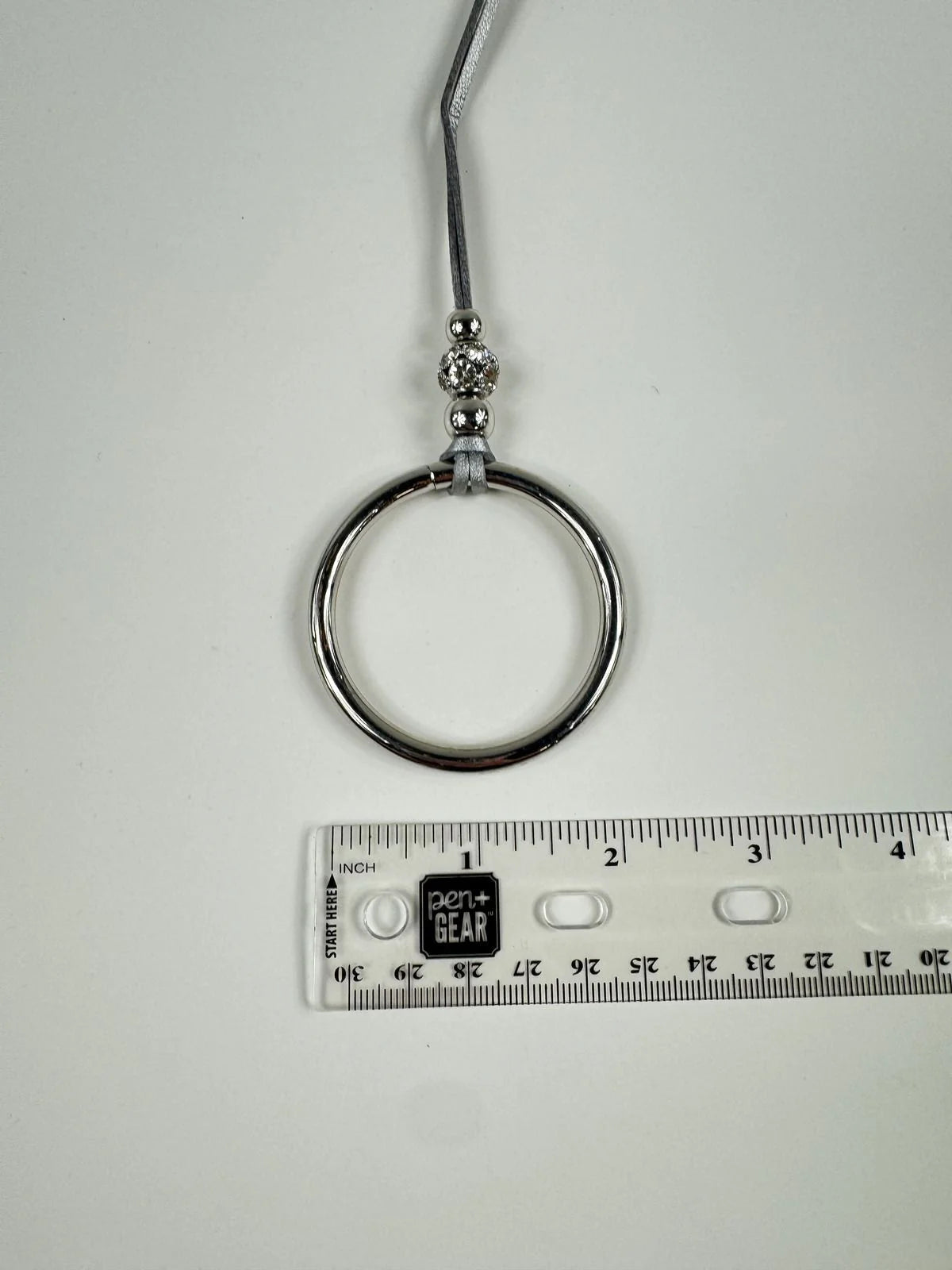 Fashion Jewelry Silver Toned Beads & Hoop On Faux Leather Cord Women's Necklace - Image 4