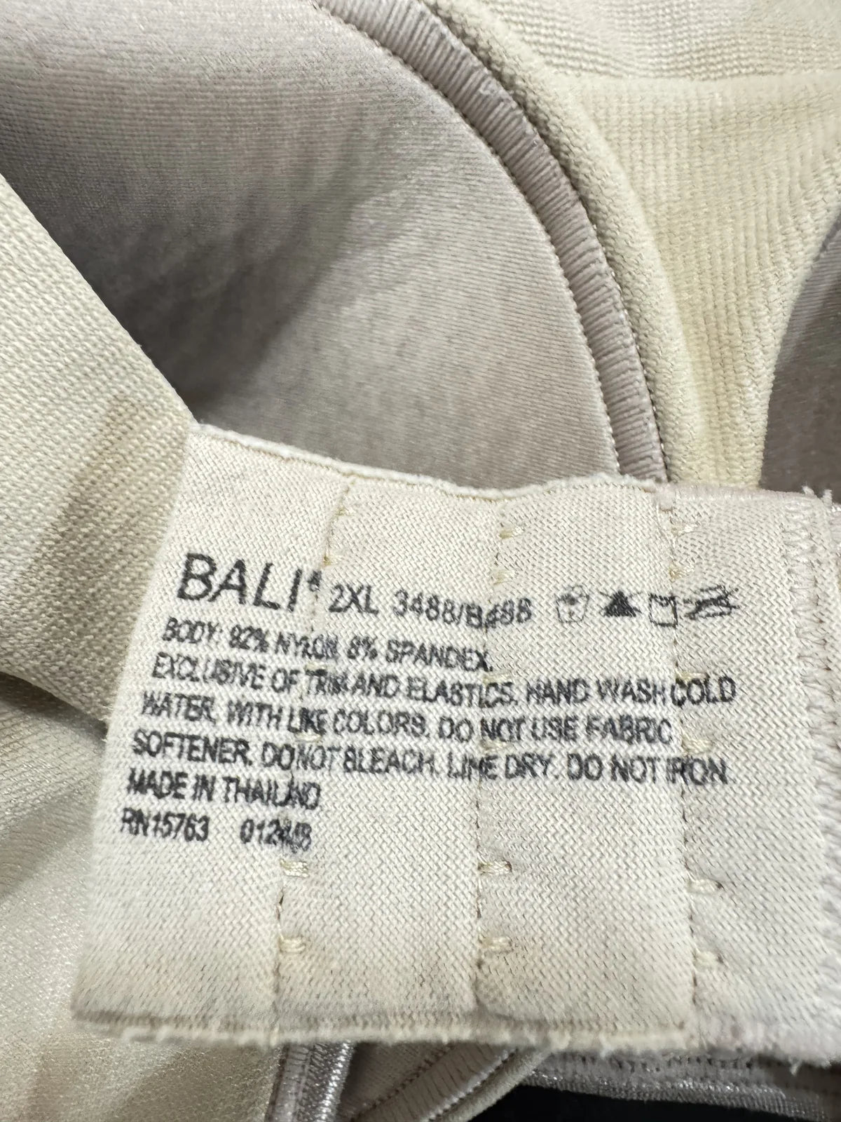 Bali Beige Wireless Bra Women's Size 2XL