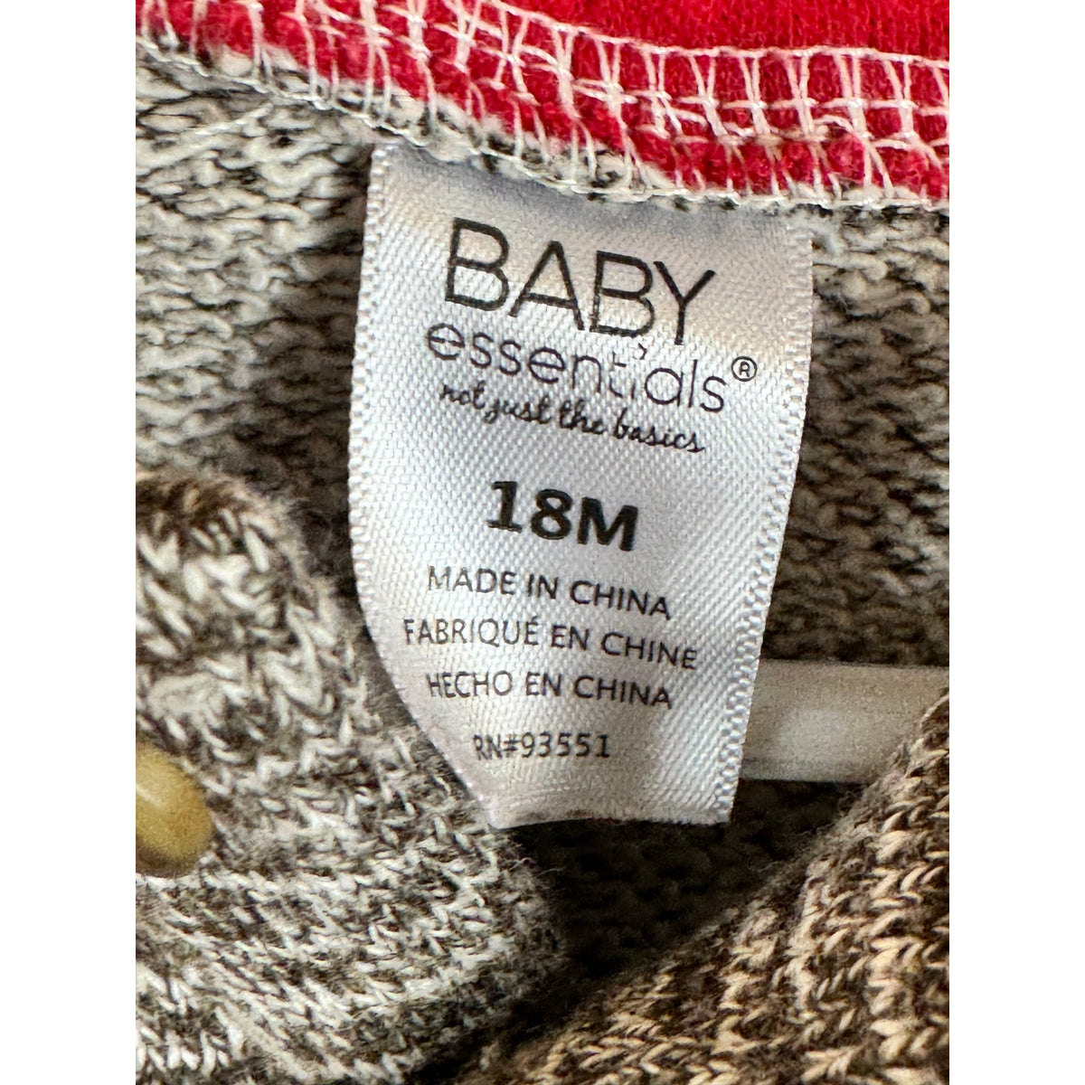 Baby Essentials Hoodie Boy's Size 18 Months - Image 3