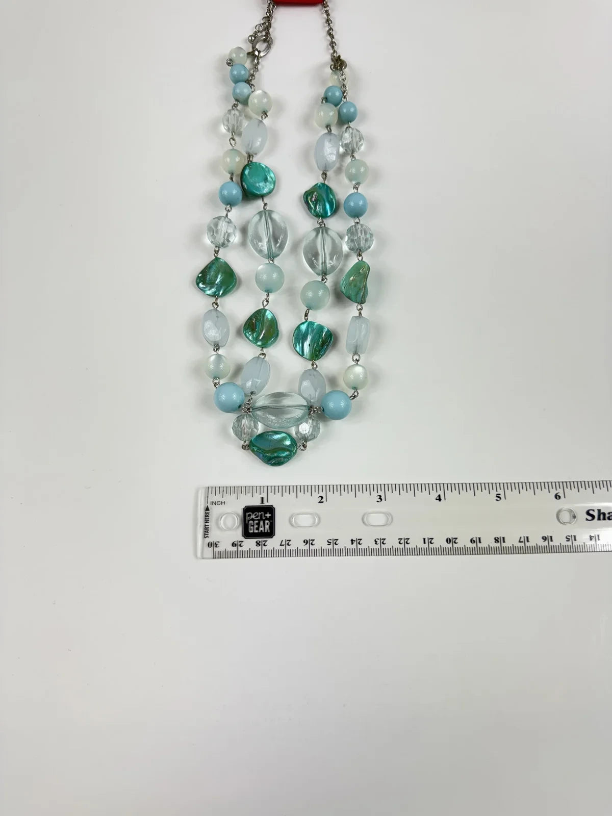 Fashion Jewelry Blue & White and Green Beaded Chain Women's Necklace - Image 4