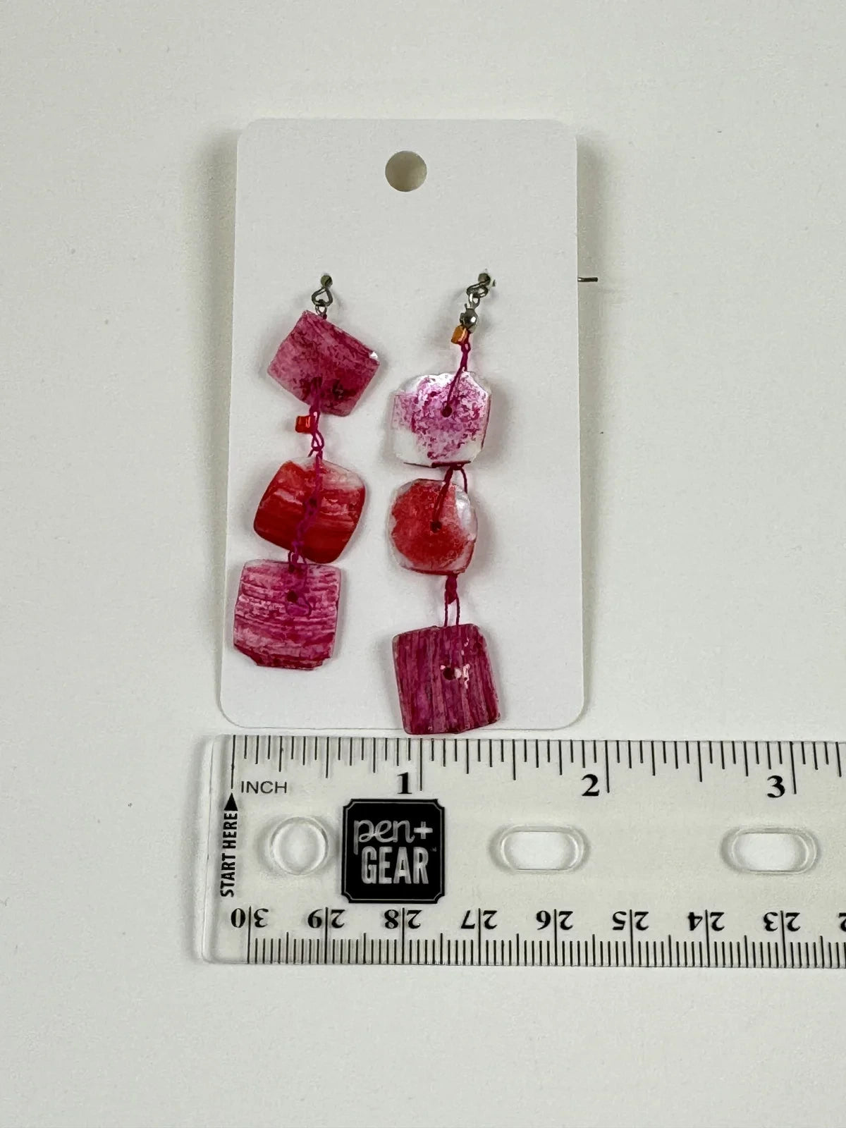 Fashion Jewelry Pink Square Shell String Beaded Women's Earrings - Pink - Image 3