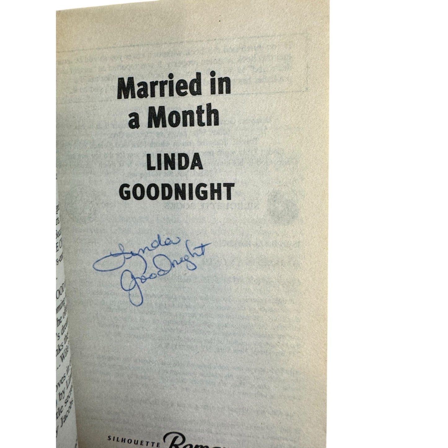 Married in a Month by Linda Goodnight (Paperback) (Autographed)