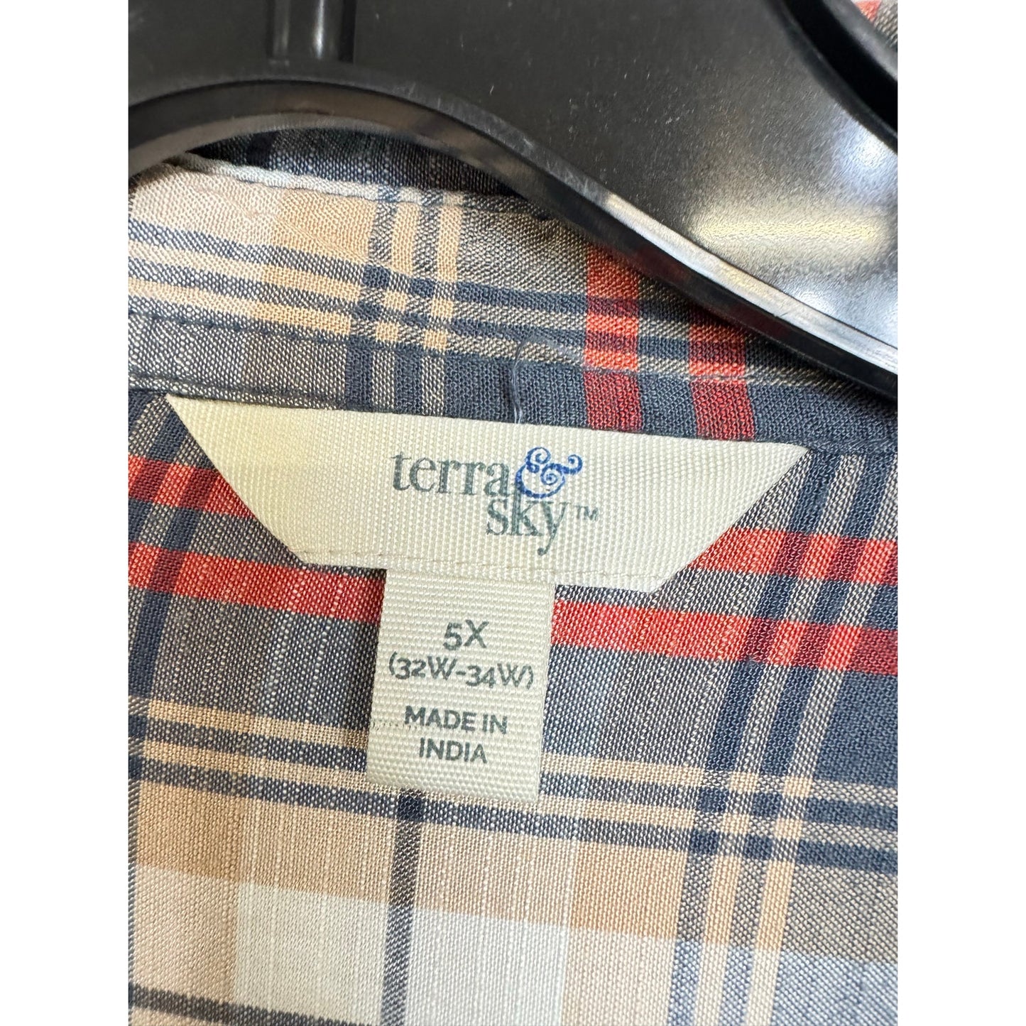 Terra & Sky Red Plaid Long Sleeve Button Up Shirt Women's 5X