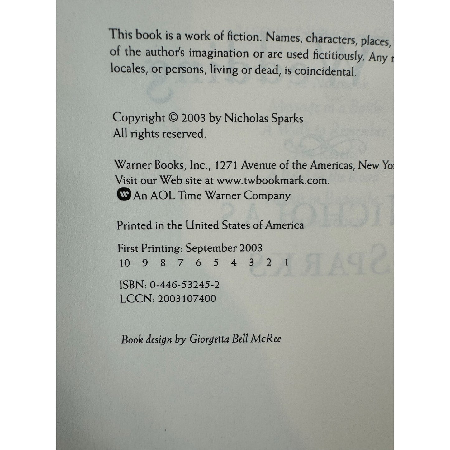The Wedding by Nicholas Sparks (Hardcover) (First Printing)