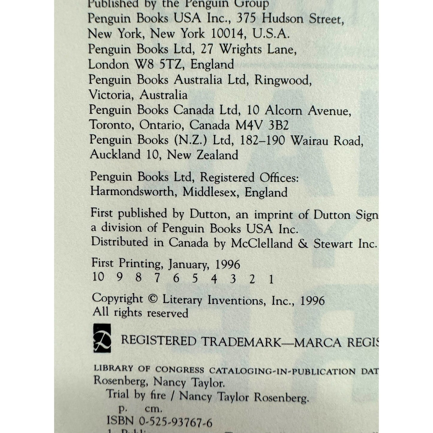 Trial by Fire by Nancy Taylor (Hardcover) (First Printing)