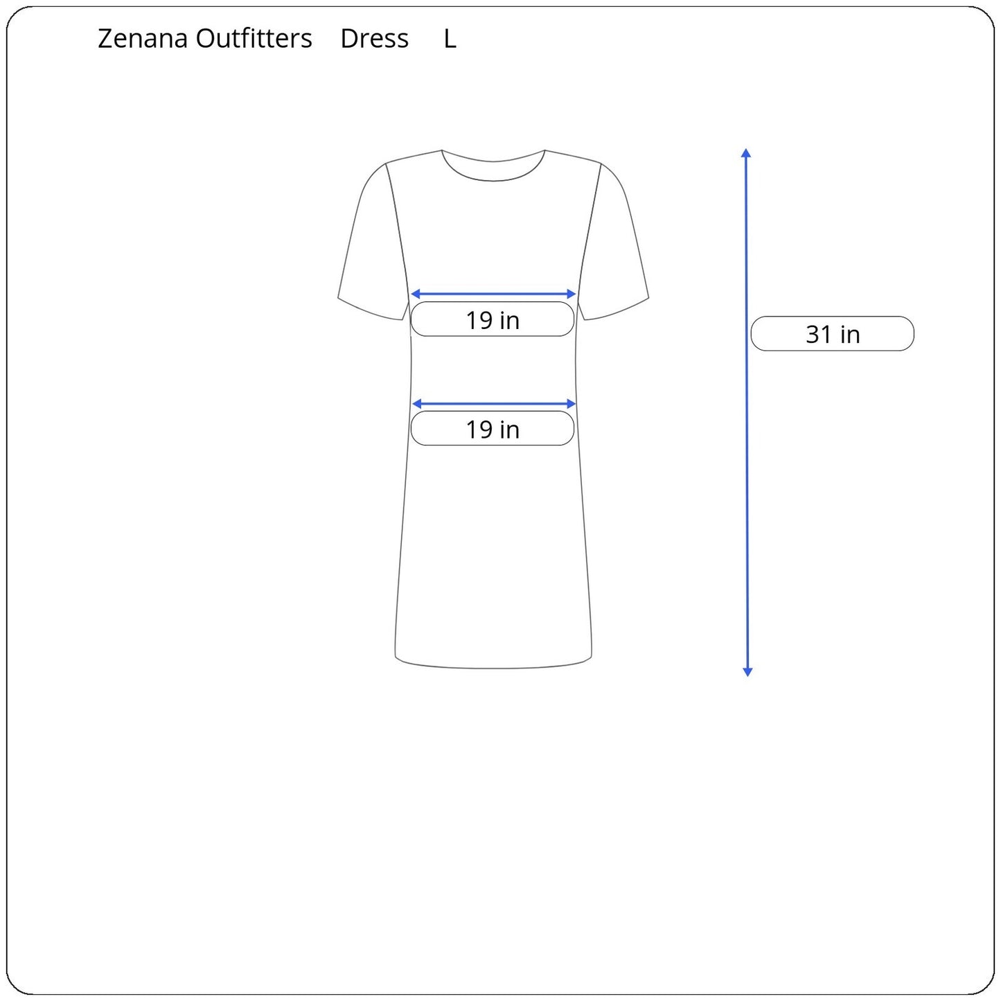 Zenana Outfitters Short Sleeve Dress Women's Size Large