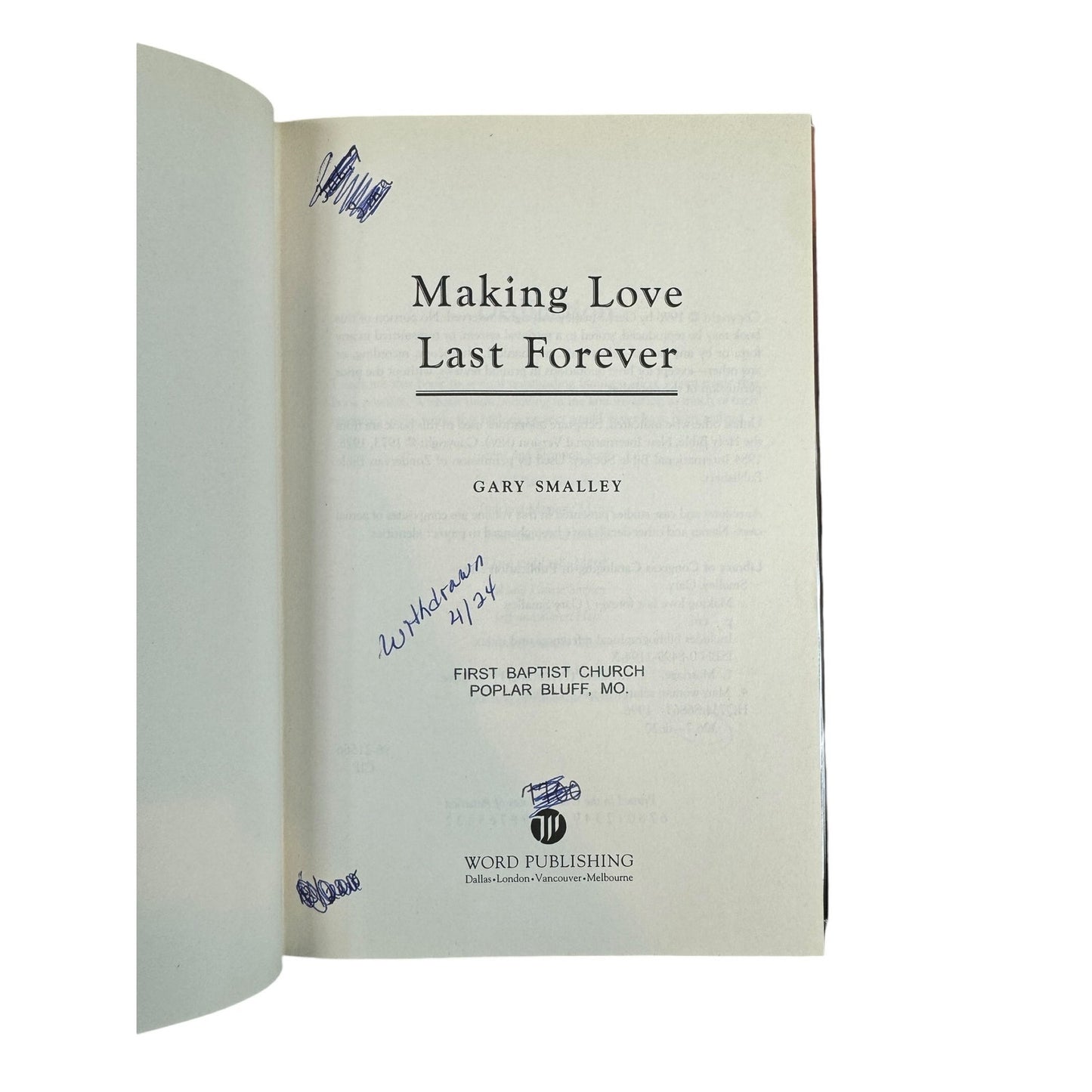 Making Love Last Forever by Gary Smalley (Hardcover)