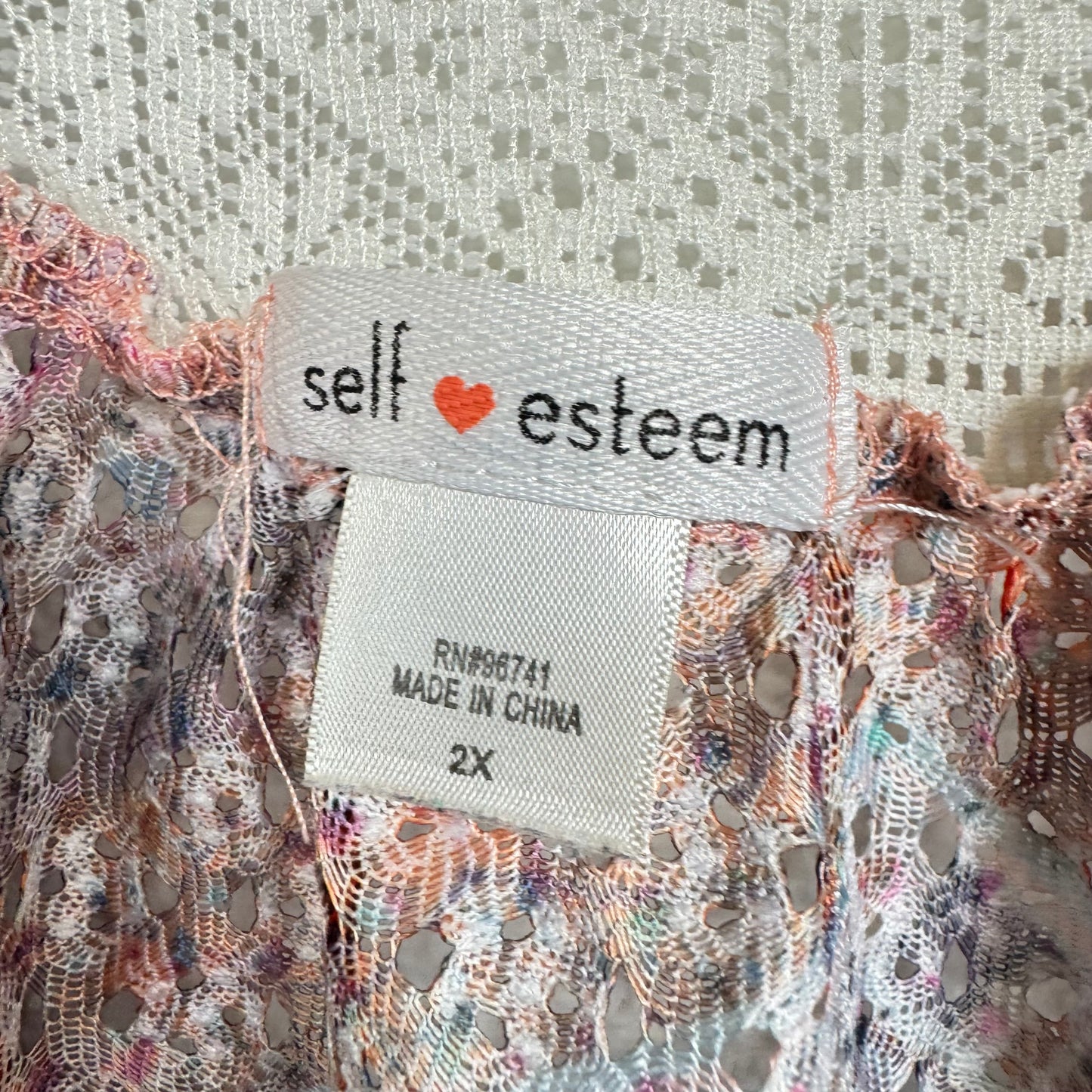 Self Esteem Multicolor Open Lace Kimono Women's Size 2X