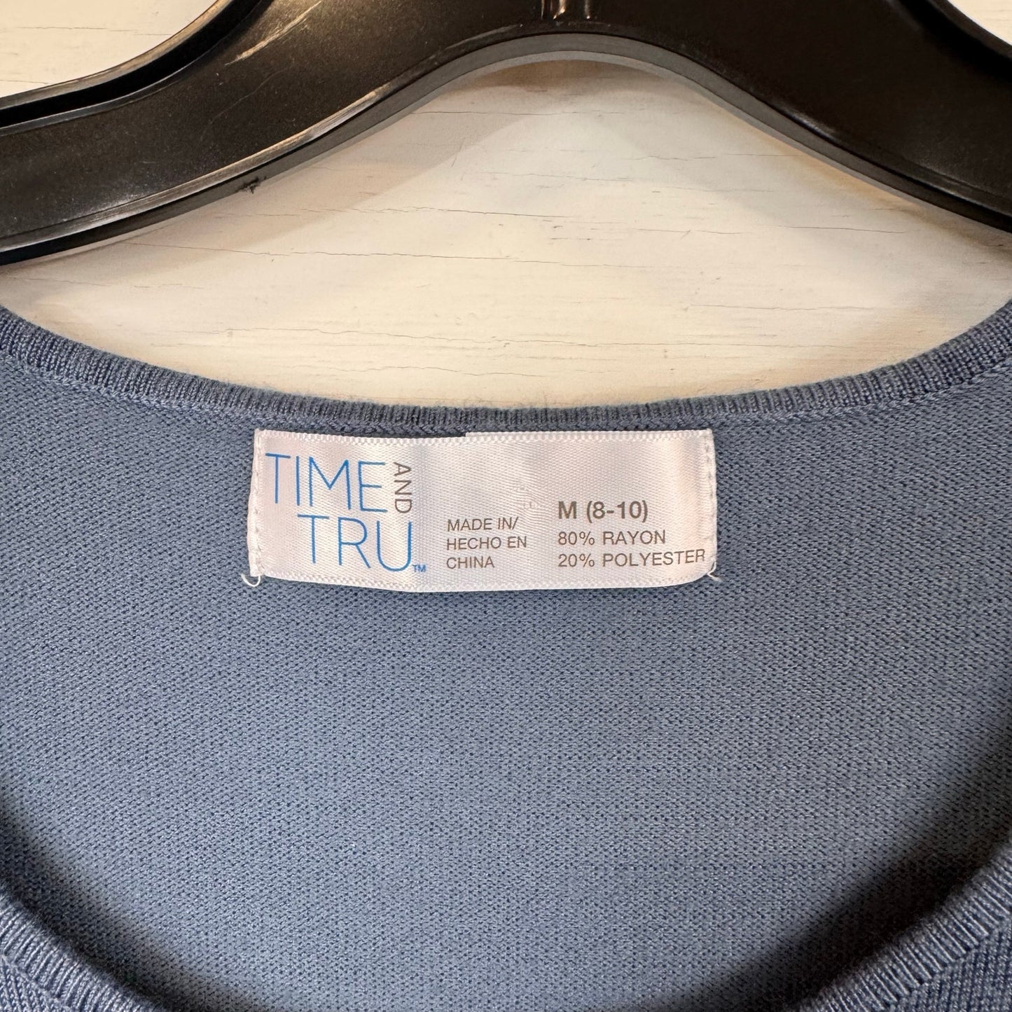 Time and Tru Blue Cold Shoulder Sweater Women's Size Medium