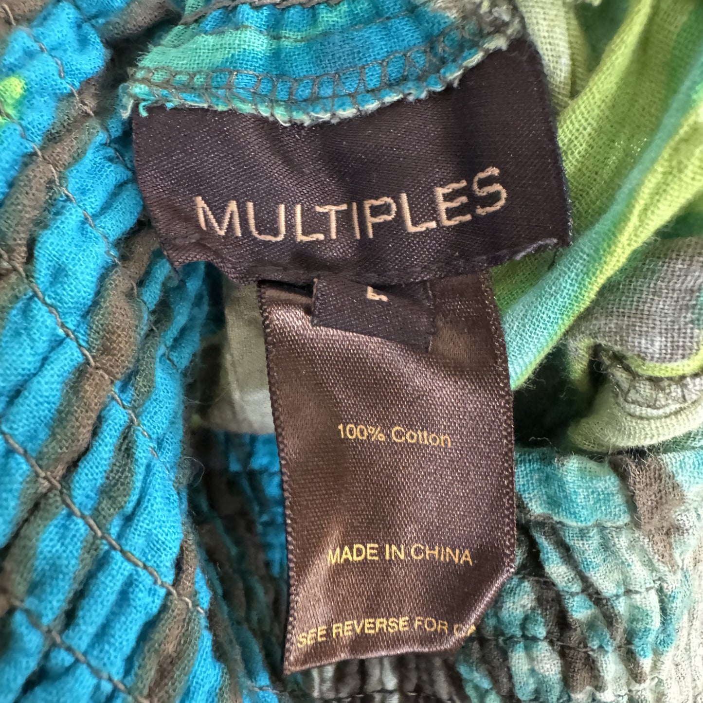 Multiples Green & Blue and Brown Midi Skirt Women's Size Large