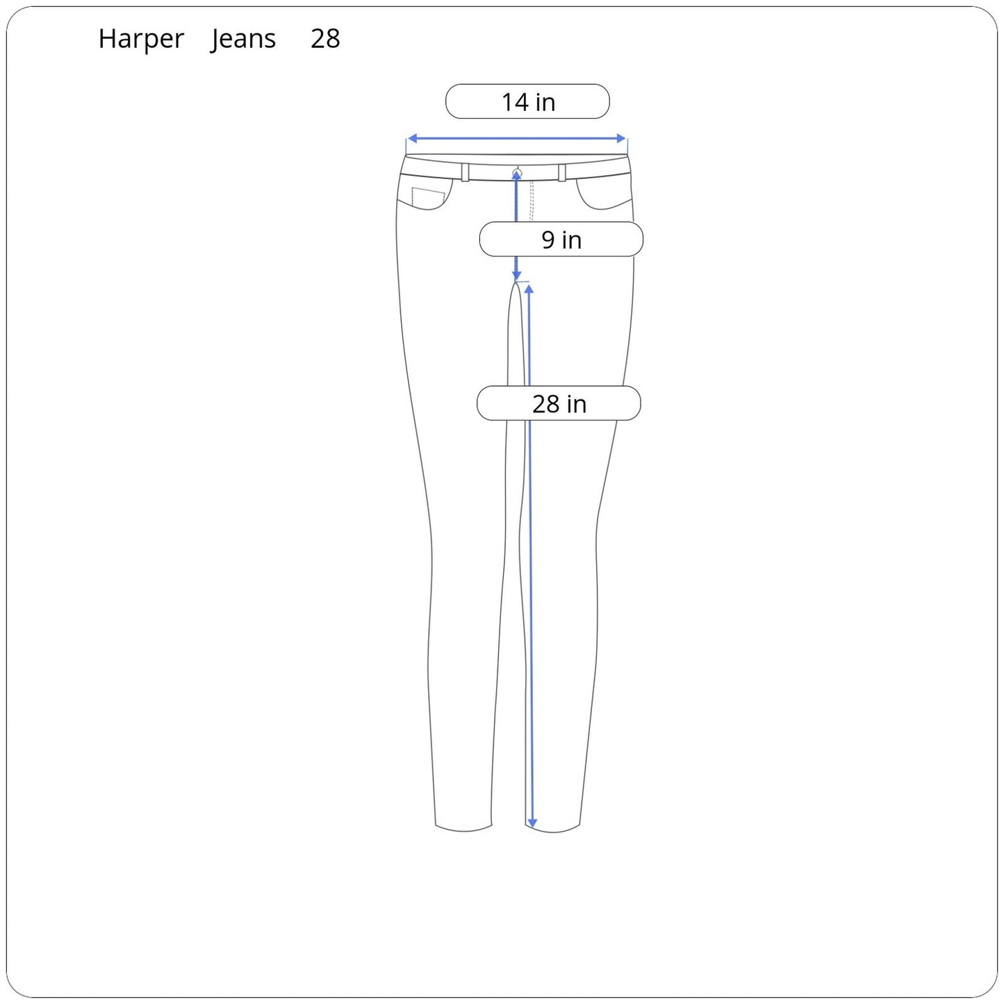 Harper Mid Rise Embroidered Skinny Jeans Women's Size 28"