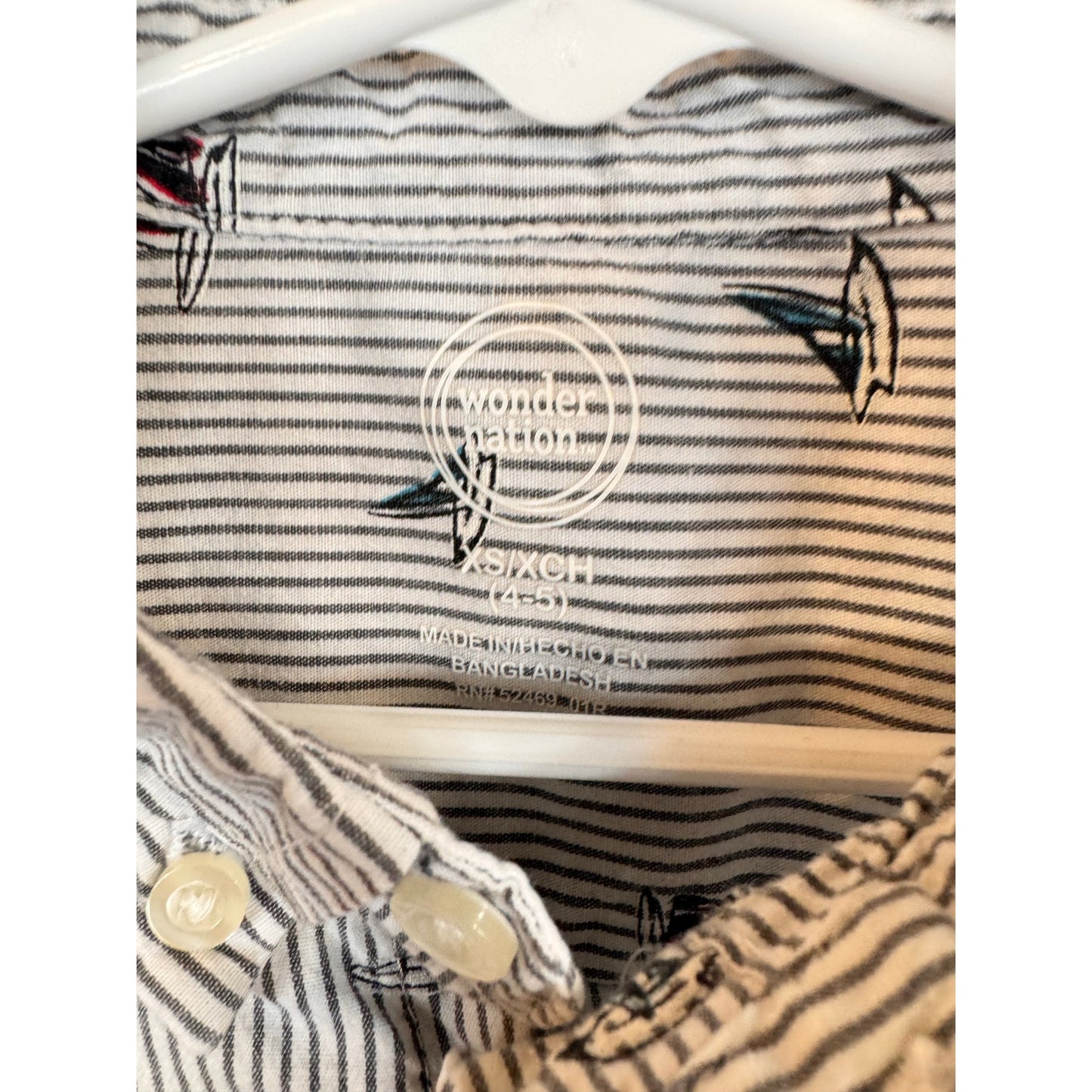 Wonder Nation Striped Button Up Shirt Boy's Size XS (4/5)