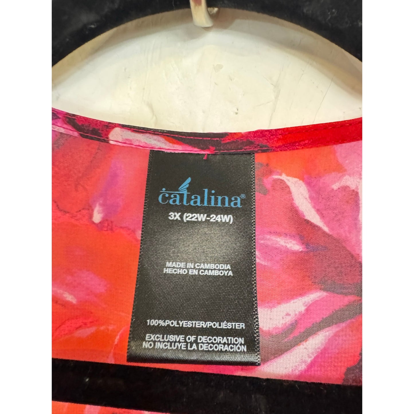 Catalina Pink & Red 3/4 Sleeve Kimono Women's 3X