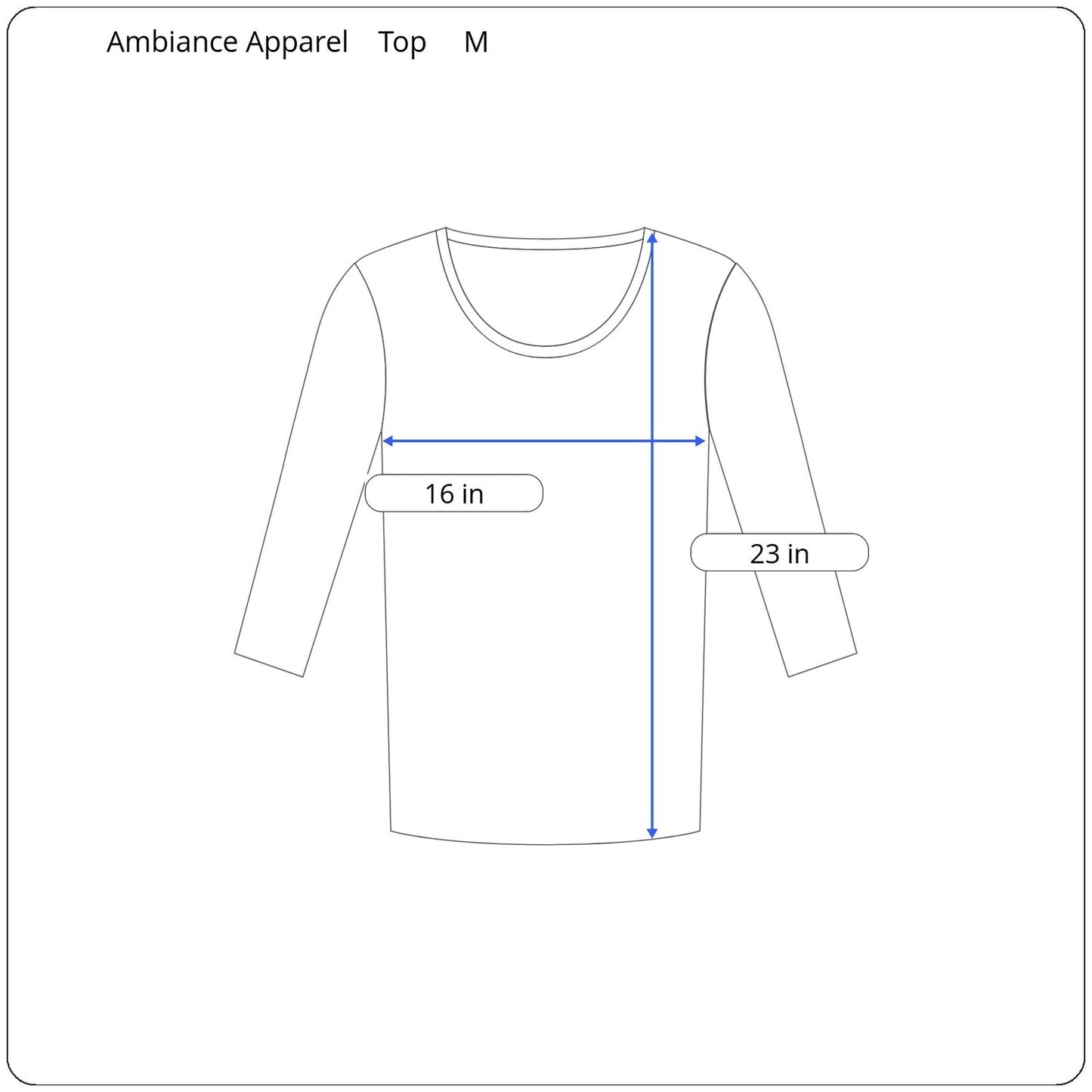 Ambiance Apparel 3/4 Sleeve Top Women's Size Medium