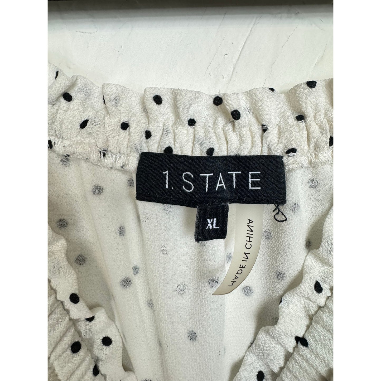 1. State White & Black 3/4 Sleeve Blouse Women's Size XL