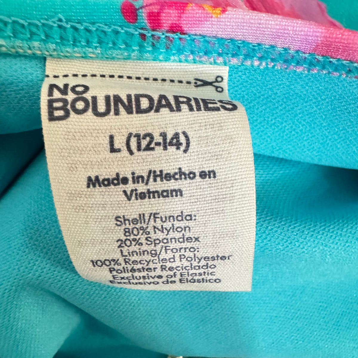 No Boundaries Women's Blue Hibiscus One-piece Size Large - Image 3