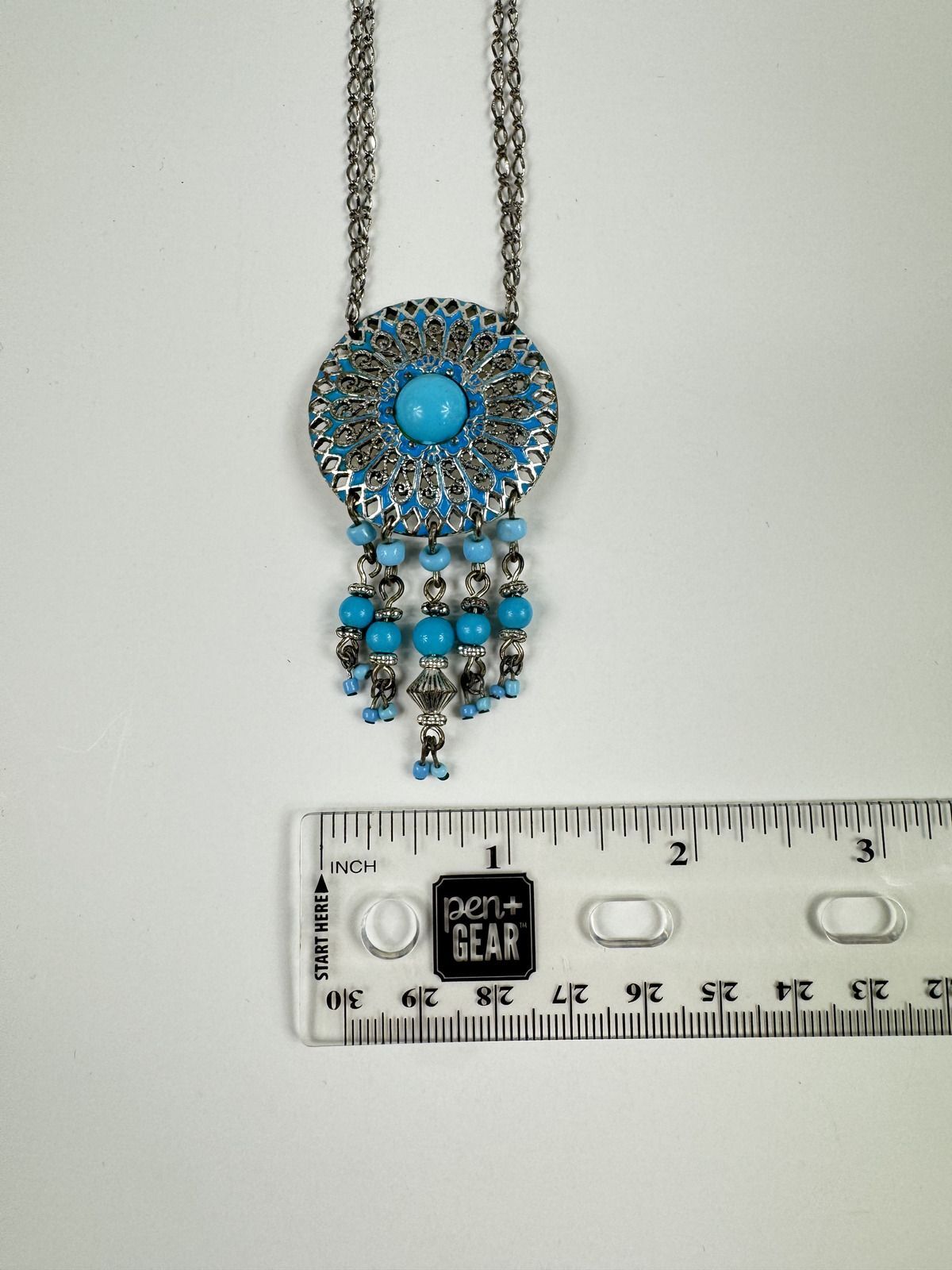 Fashion Jewelry Silver & Turquoise Dream Catcher Dual Chain Women's Necklace