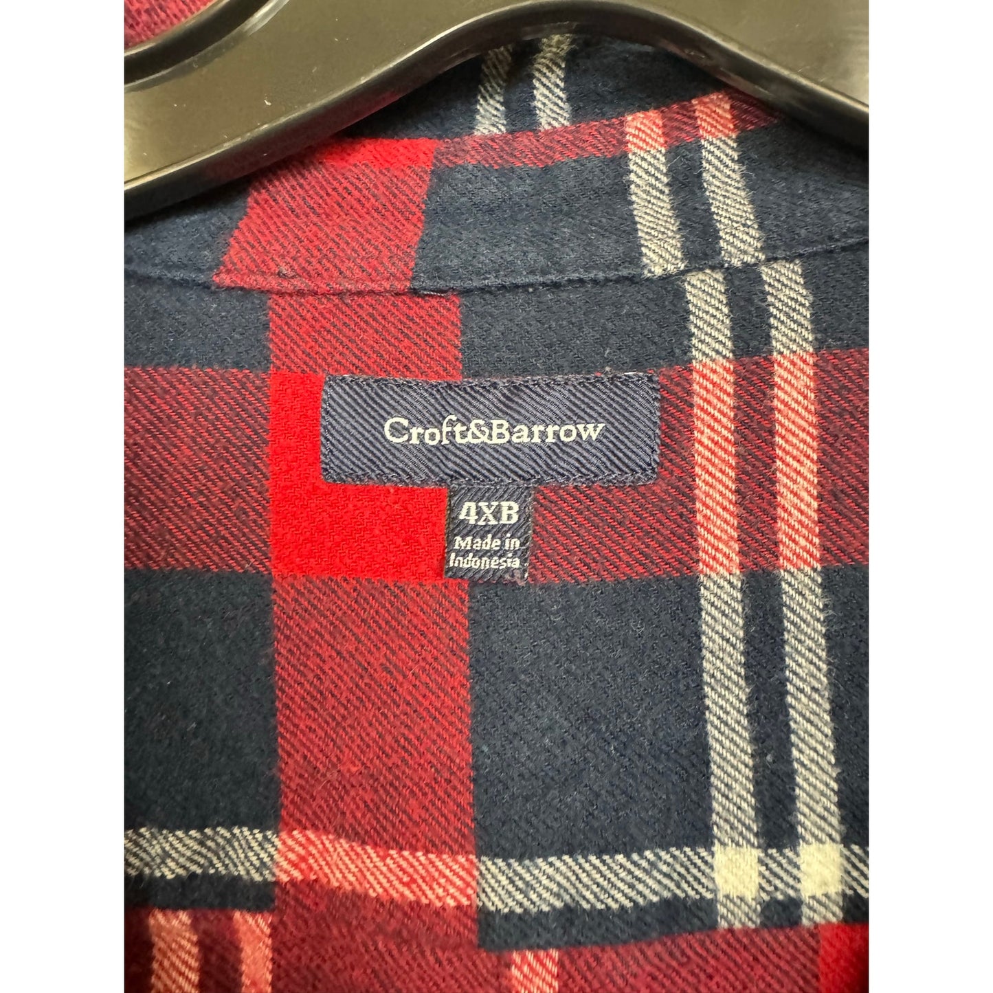Croft & Barrow Blue & Red Plaid Long Sleeve Button Up Shirt Men's 4XL