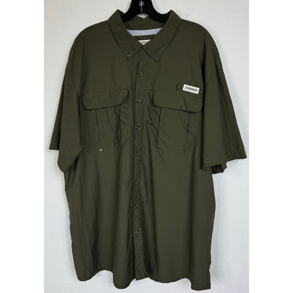 Magellan Green Button Up Short Sleeve Shirt Men's 2XL