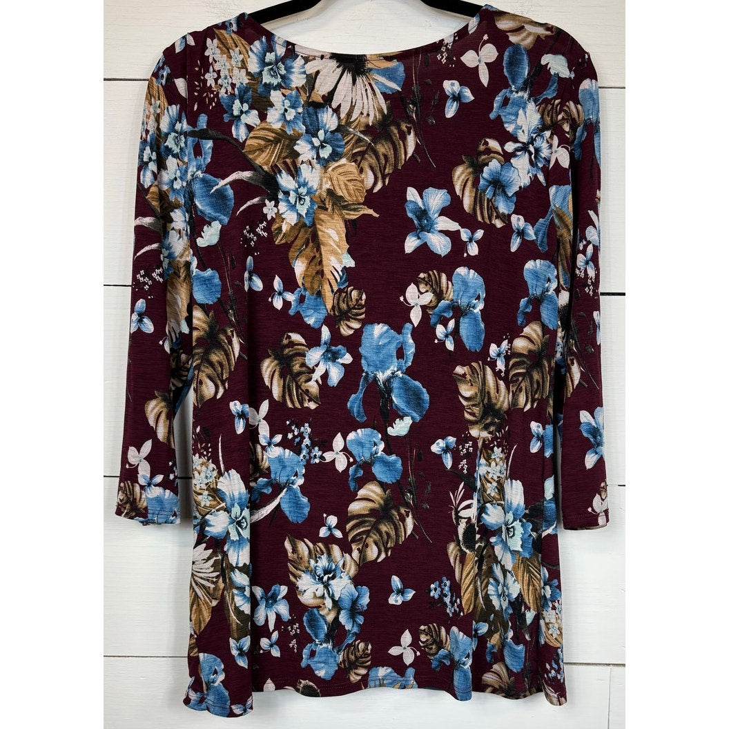 Yee Red 3/4 Sleeve Blouse Women's Size Medium