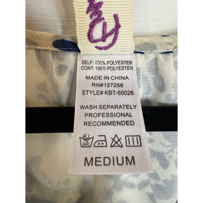 EmmeLee 3/4 Sleeve Floral Blouse Women's Size Medium