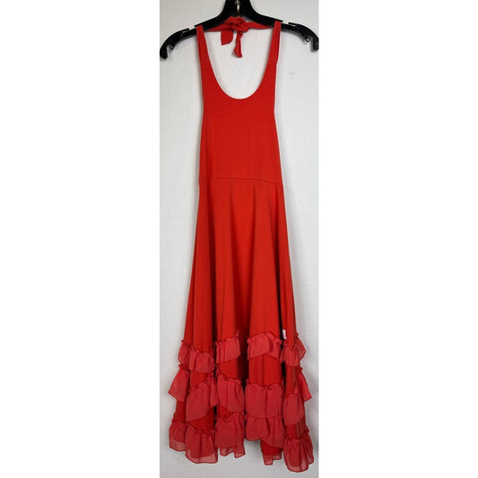 Flowersak Orange Halter Top Maxi Dress Girl's 8