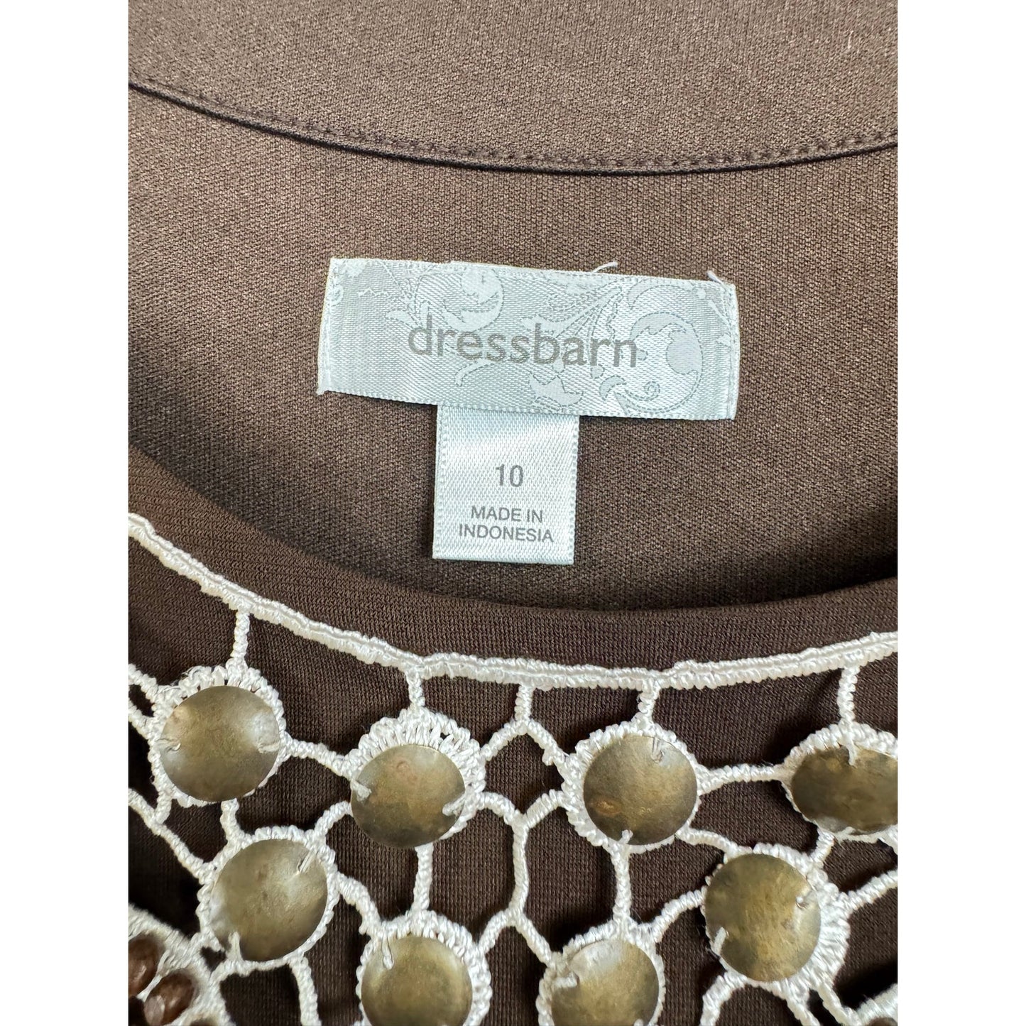 Dressbarn Brown Sleeveless Knee-length Dress Women's 10