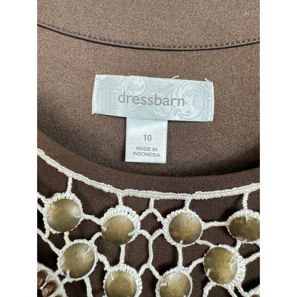 Dressbarn Brown Sleeveless Knee-length Dress Women's 10