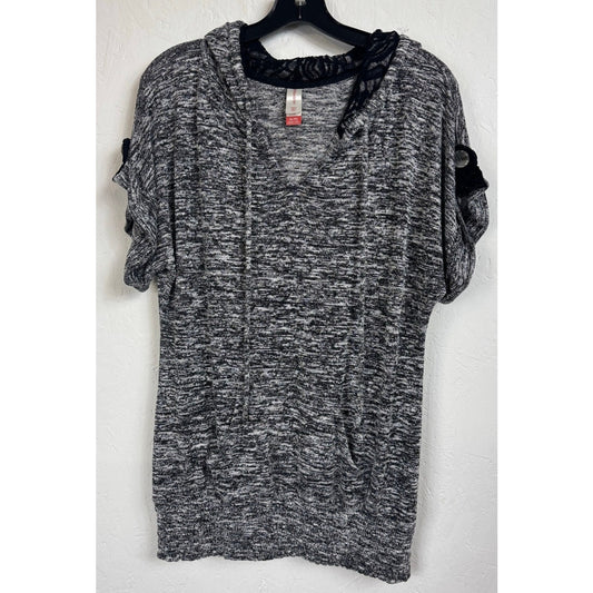 No Boundaries Black & White Short Sleeve Blouse Women's XL