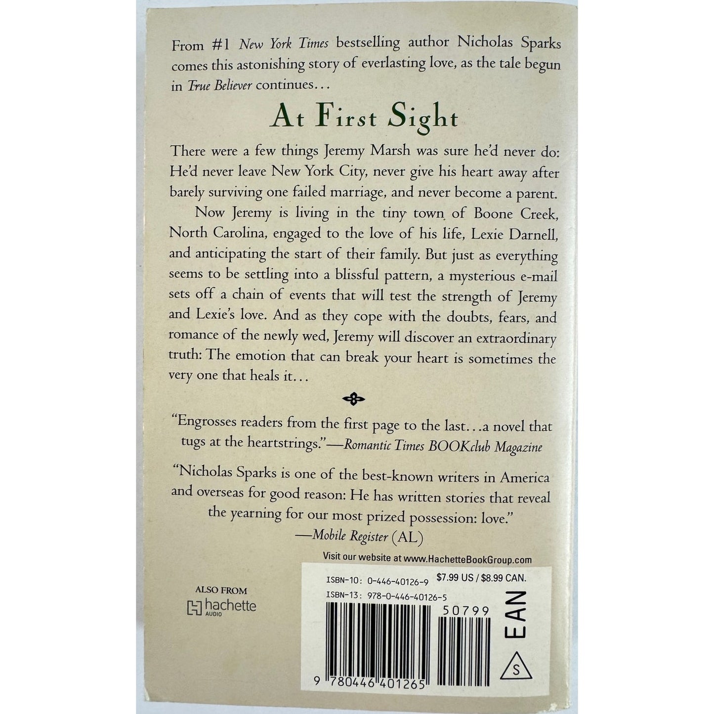 At First Sight by Nicholas Sparks (Paperback)