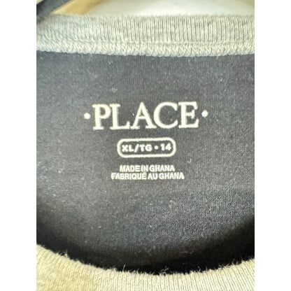 The Children's Place Black Gray Long Sleeve T-shirt Boy's Extra Large 14
