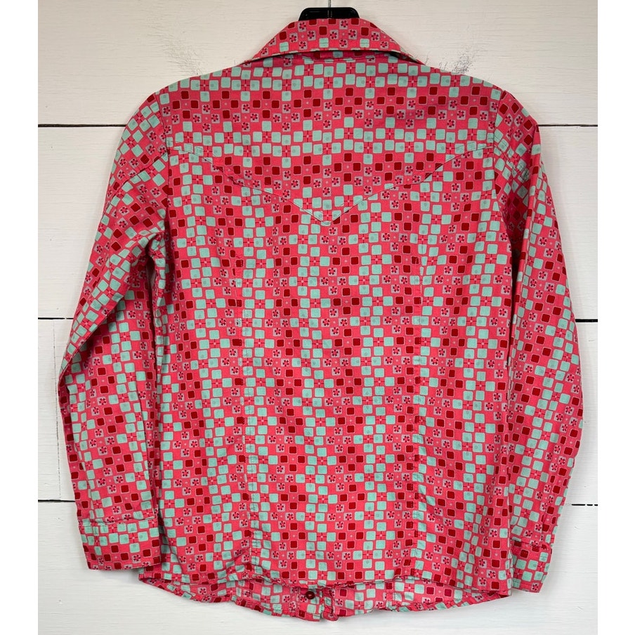 Cruel Girl Pink Green Button Up Shirt Girl's XL (12)