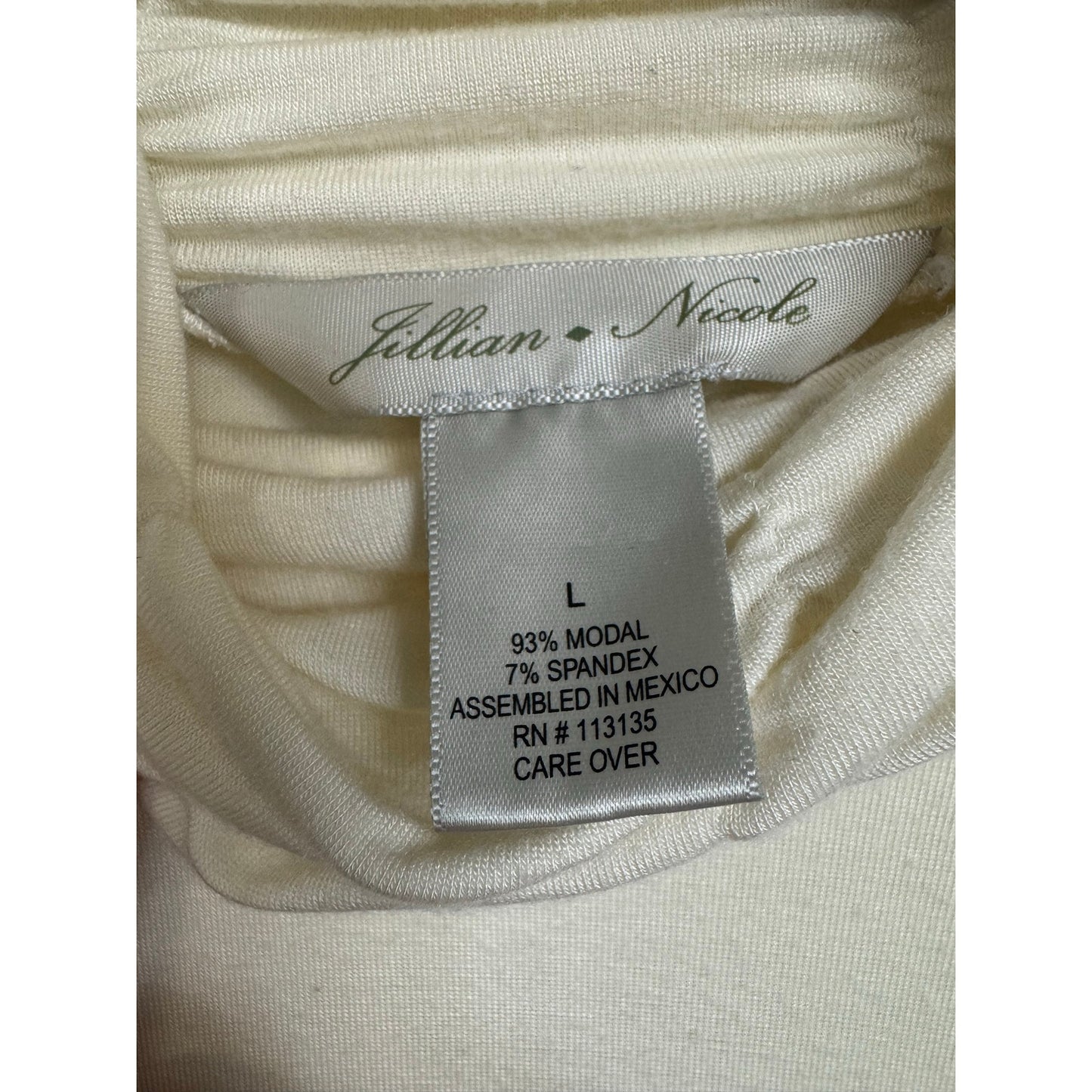 Jillian Nicole White Long Sleeve Turtleneck Blouse Women's Large