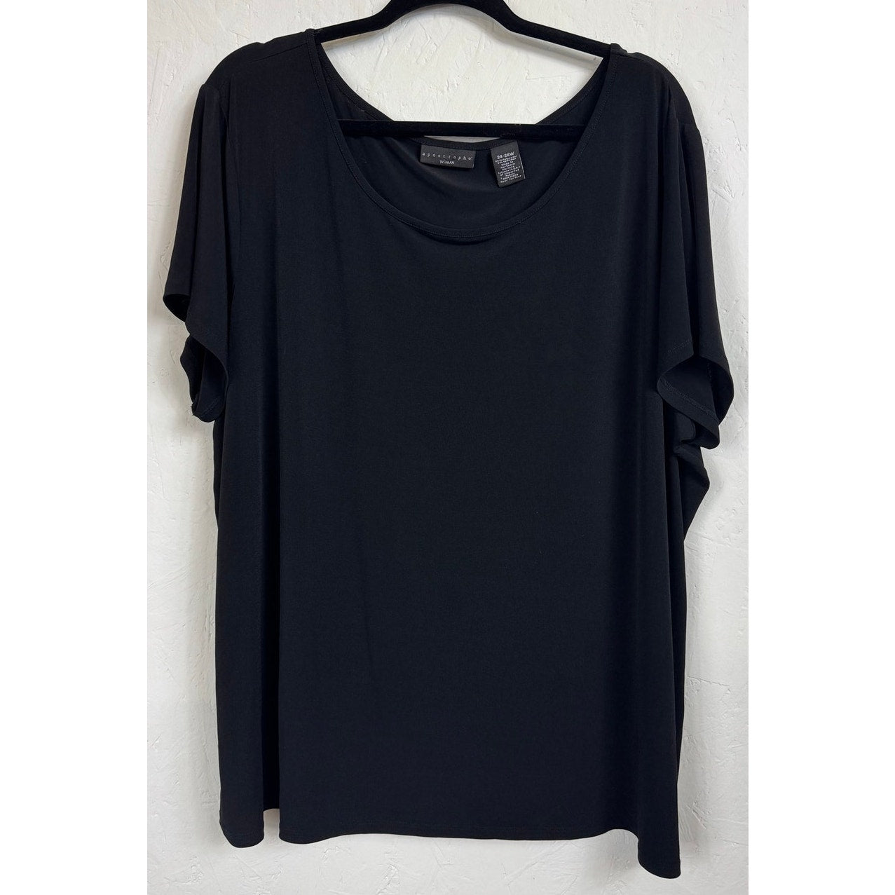 Apostrophe Black Short Sleeve Blouse Women's Size 24/26W