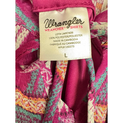 Wrangler Pink 3/4 Sleeve Blouse Women's Large