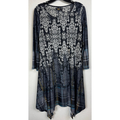 R&B Collections Blue 3/4 Sleeve Knee-length Dress Women's Size Large
