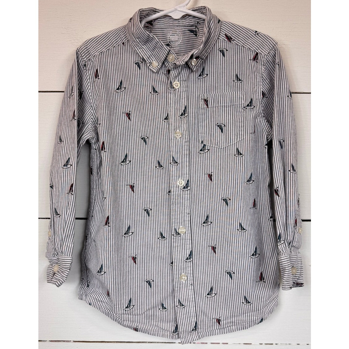 Wonder Nation Striped Button Up Shirt Boy's Size XS (4/5)