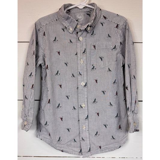 Wonder Nation Striped Button Up Shirt Boy's Size XS (4/5)