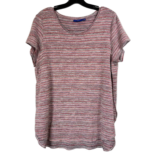 Apt. 9 Medium Striped Short Sleeve Linen Rayon Top Red White Gray - Image 1