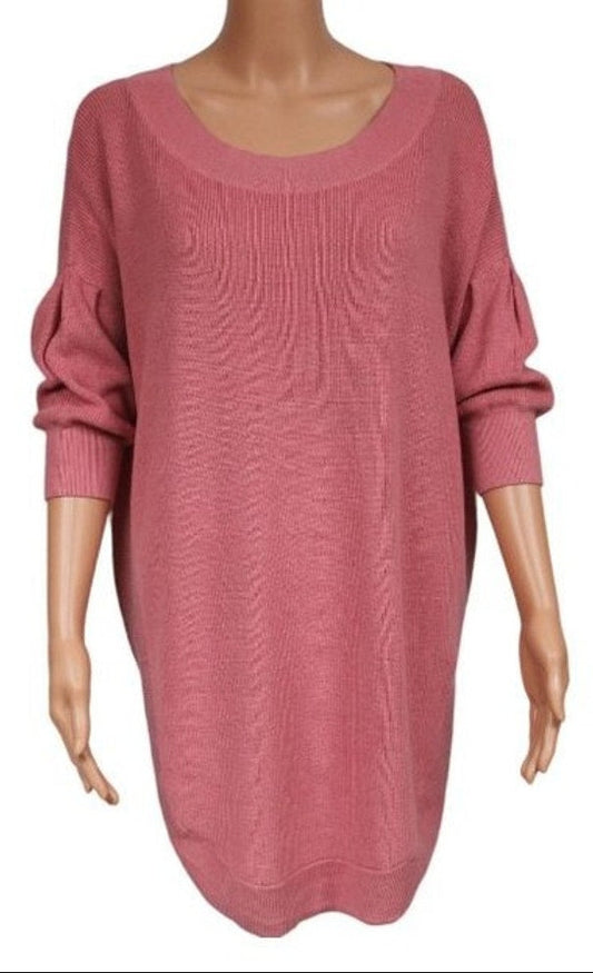 Express Medium Pink 3/4 Sleeve Sweater with Side Slits - Image 1