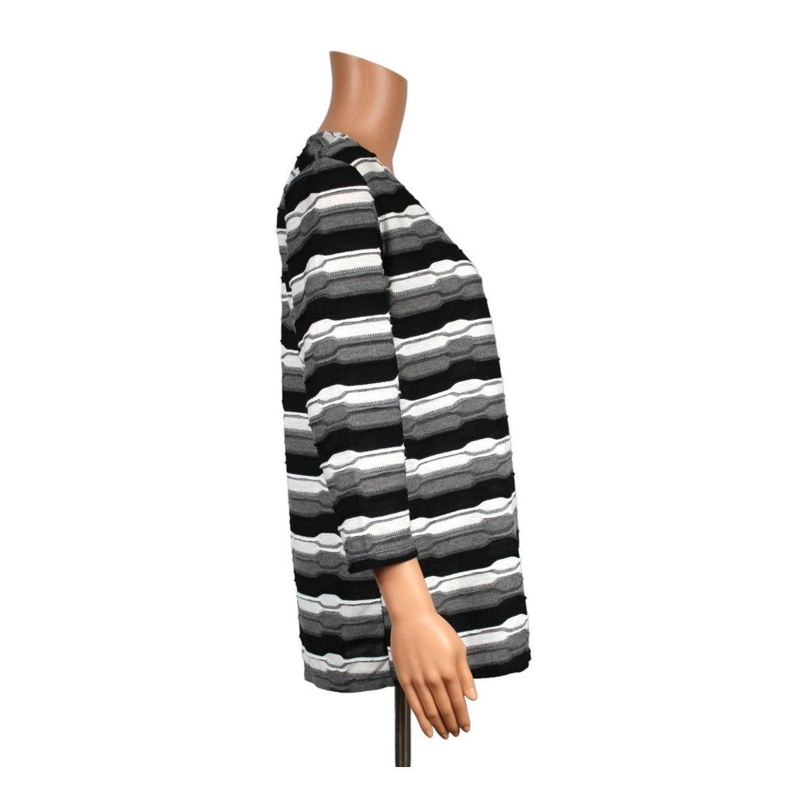 Dressbarn Small Long Sleeve Black White Gray Knit Top - Image 2