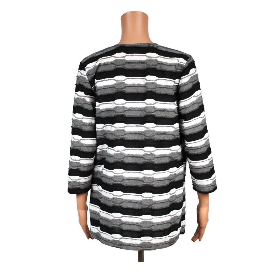 Dressbarn Small Long Sleeve Black White Gray Knit Top - Image 3