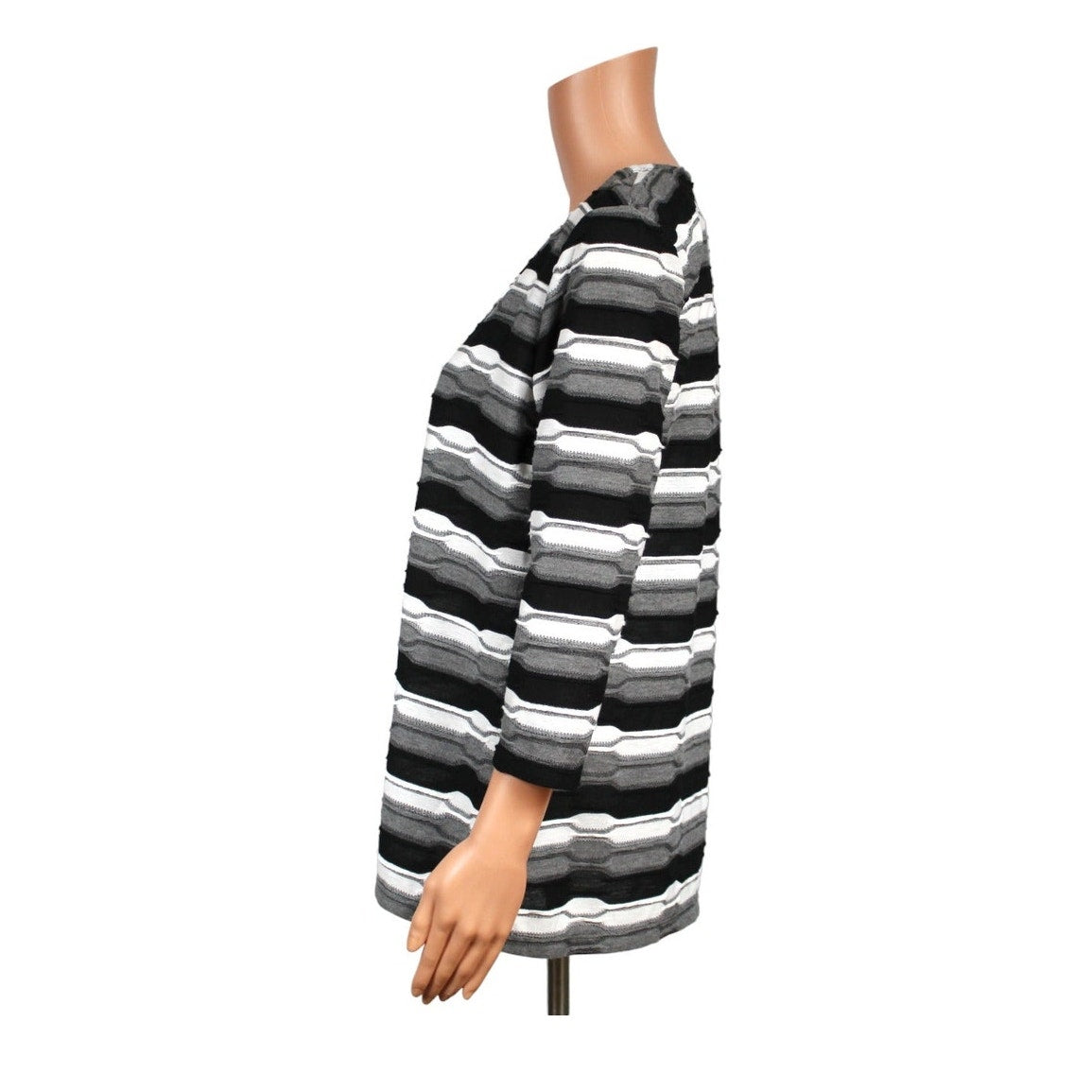 Dressbarn Small Long Sleeve Black White Gray Knit Top - Image 4