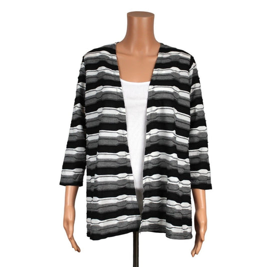 Dressbarn Small Long Sleeve Black White Gray Knit Top - Image 1