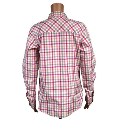 Twenty X Women's Medium Plaid Snap-Up Cotton Shirt Pink White Gray - Image 3